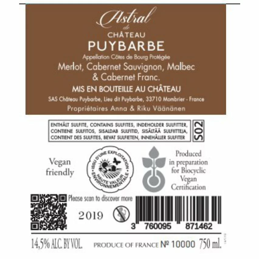 Grosses soldes ???? Astral de Château Puybarbe, 2019 - Côtes de Bourg AOP - Rouge - 75 cl ⭐ 4 Grosses soldes ???? Astral de Château Puybarbe, 2019 - Côtes de Bourg AOP - Rouge - 75 cl ⭐ – Image 2