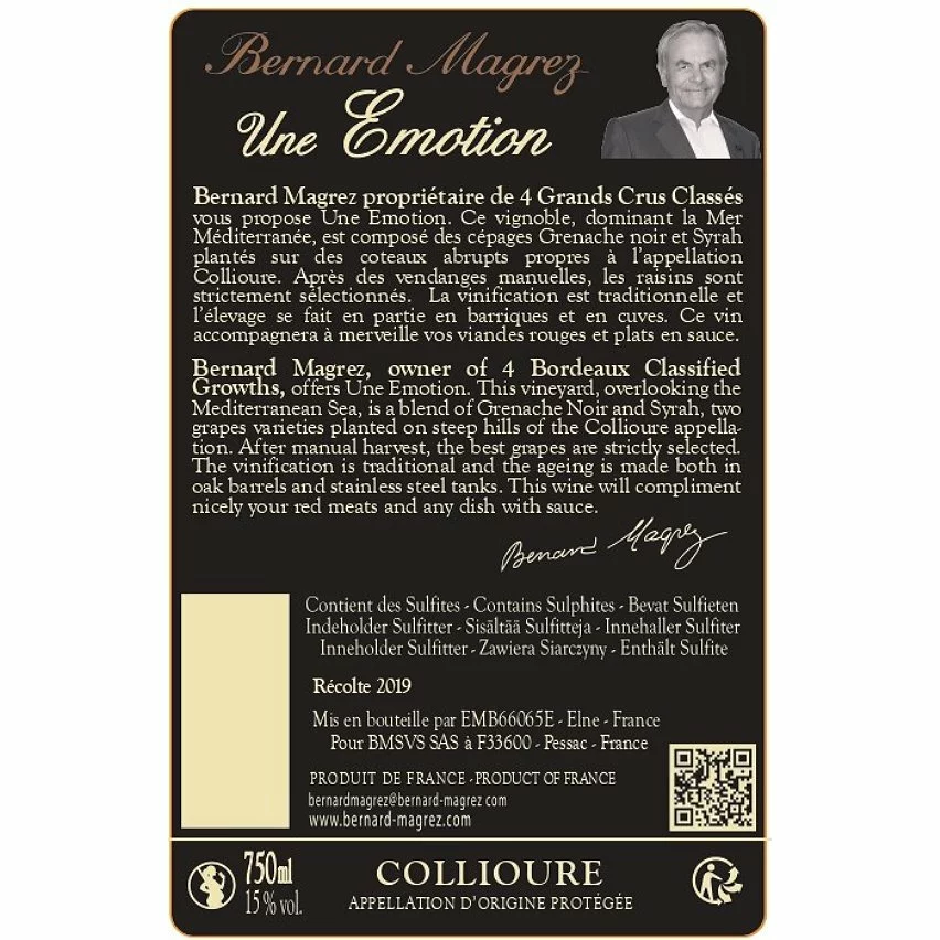 De gros ❤️ Une Emotion, 2019 - Collioure AOP - Rouge - 75 cl ✔️ 4 De gros ❤️ Une Emotion, 2019 - Collioure AOP - Rouge - 75 cl ✔️ – Image 2