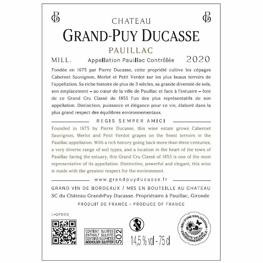 Bon marché ???? Château Grand-Puy Ducasse, 2020 - Pauillac AOP - Rouge - 75 cl ???? 4 Bon marché ???? Château Grand-Puy Ducasse, 2020 - Pauillac AOP - Rouge - 75 cl ???? – Image 2