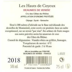 Meilleur prix ???? Les Hauts de Coyeux, 2018 - Beaumes-de-Venise AOP - Rouge - 75 cl ✨ 5 Meilleur prix ???? Les Hauts de Coyeux, 2018 - Beaumes-de-Venise AOP - Rouge - 75 cl ✨ -Vins Rouges Soldes 3760164049075 2