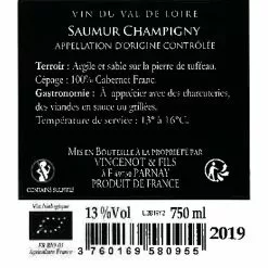 Nouveau ???? Domaine Vincenot & Fils 2019 BIO, 2019 - Saumur-Champigny AOP - Rouge - 75 cl ✨ 5 Nouveau ???? Domaine Vincenot & Fils 2019 BIO, 2019 - Saumur-Champigny AOP - Rouge - 75 cl ✨ -Vins Rouges Soldes 3760169580955 2