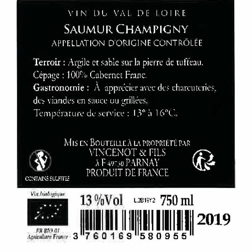 Nouveau ???? Domaine Vincenot & Fils 2019 BIO, 2019 - Saumur-Champigny AOP - Rouge - 75 cl ✨ 4 Nouveau ???? Domaine Vincenot & Fils 2019 BIO, 2019 - Saumur-Champigny AOP - Rouge - 75 cl ✨ – Image 2