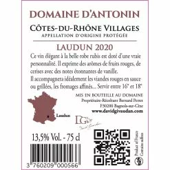 Bon marché ???? Domaine d'Antonin , 2020 - Côtes du Rhône Villages Laudun AOP - Rouge - 75 cl ???? 5 Bon marché ???? Domaine d'Antonin , 2020 - Côtes du Rhône Villages Laudun AOP - Rouge - 75 cl ???? -Vins Rouges Soldes 3760209000566 3