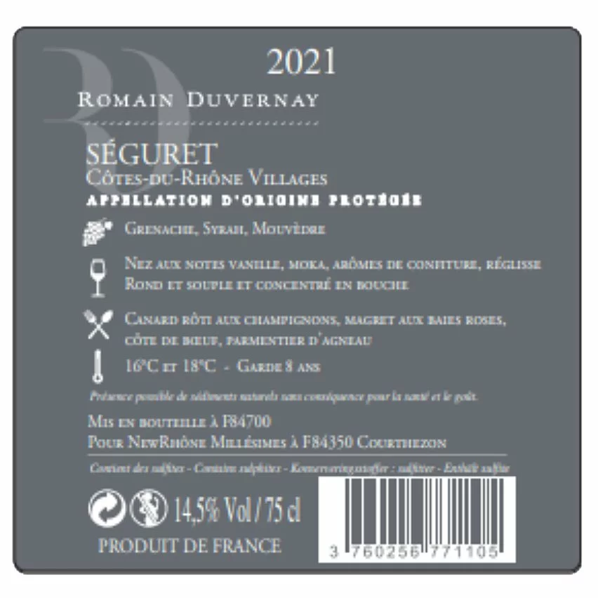 Sortie ⌛ Romain Duvernay, 2021 - Côtes du Rhône Villages Séguret AOP - Rouge - 75 cl ???? 4 Sortie ⌛ Romain Duvernay, 2021 - Côtes du Rhône Villages Séguret AOP - Rouge - 75 cl ???? – Image 2