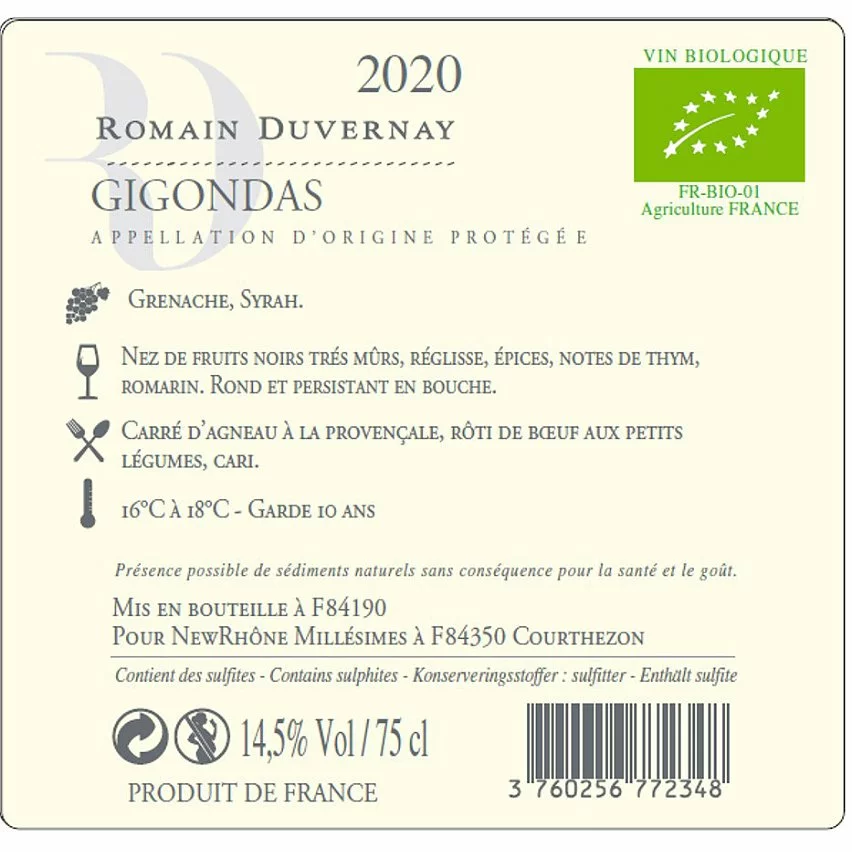 Top 10 ???? Romain Duvernay BIO, 2018 - Gigondas AOP - Rouge - 75 cl ???? 4 Top 10 ???? Romain Duvernay BIO, 2018 - Gigondas AOP - Rouge - 75 cl ???? – Image 2