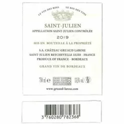 Vente flash ???? Sarget de Gruaud Larose, 2019 - Saint-Julien AOP - Rouge - 75 cl ???? -Vins Rouges Soldes 3760280782368 2