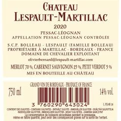 Remise ???? Château Lespault-Martillac, 2020 - Pessac-Léognan AOP - Rouge - 75 cl ???? 5 Remise ???? Château Lespault-Martillac, 2020 - Pessac-Léognan AOP - Rouge - 75 cl ???? -Vins Rouges Soldes 3760290643024 2
