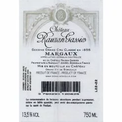 Coupon ???? Château Rauzan-Gassies, 2020 - Margaux AOP - Rouge - 75 cl ???? 6 Coupon ???? Château Rauzan-Gassies, 2020 - Margaux AOP - Rouge - 75 cl ???? -Vins Rouges Soldes 3760293120829 2