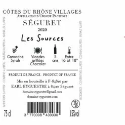 Le moins cher ???? Domaine Eyguestre Les Sources, 2020 - Côtes du Rhône Villages Séguret AOP - Rouge - 75 cl ???? 6 Le moins cher ???? Domaine Eyguestre Les Sources, 2020 - Côtes du Rhône Villages Séguret AOP - Rouge - 75 cl ???? -Vins Rouges Soldes 3770008439030 2