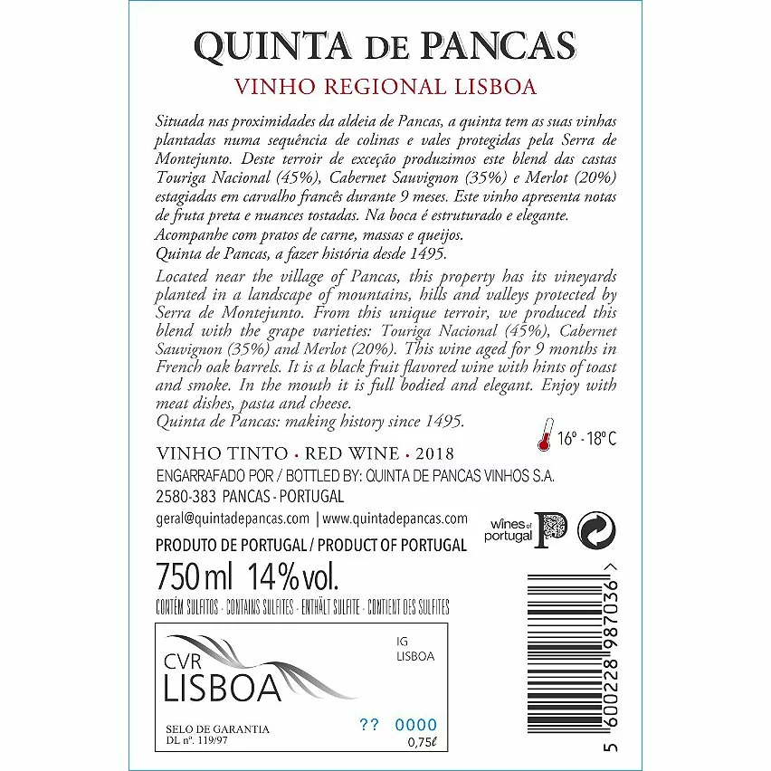 Budget ???? Quinta de Pancas, 2018 - Lisboa Vinho Regional, Portugal - Rouge - 75 cl ⌛ 4 Budget ???? Quinta de Pancas, 2018 - Lisboa Vinho Regional, Portugal - Rouge - 75 cl ⌛ – Image 2